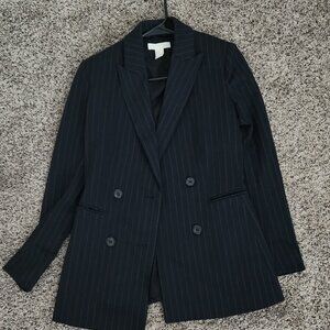 H&M Blue Pinstripe Suit Jacket
